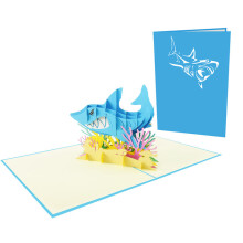 Blue Shark Laser Cut Pop Up Greeting Card Any Occasion Love Kate's Card Moments