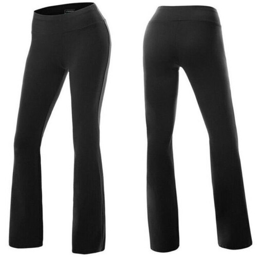 Womens Bootcut Yoga Pants Bootleg Flared Trousers Casual Fitness Stretch  Sports
