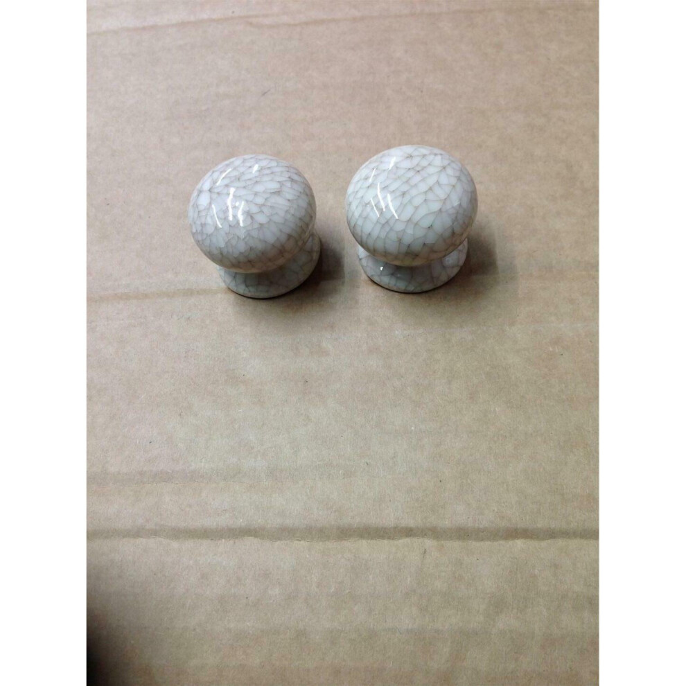 Traditional Cabinet Door Knob Porcelain Crackled Cream 38Mm (2 Pack)X2 5052931134175