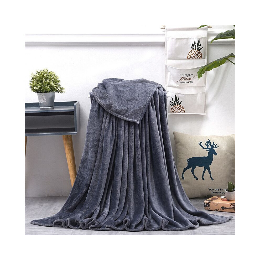 (Dark Gray, 100X140cm-Medium Size) 22 Solid Colors Sumptuous Light Winter Flannel Plush Fleece Blanket Soft Warm