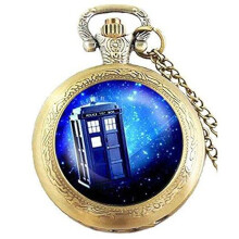 Bronze Antique Engraved Quartz Pocket Watch for science fiction fans