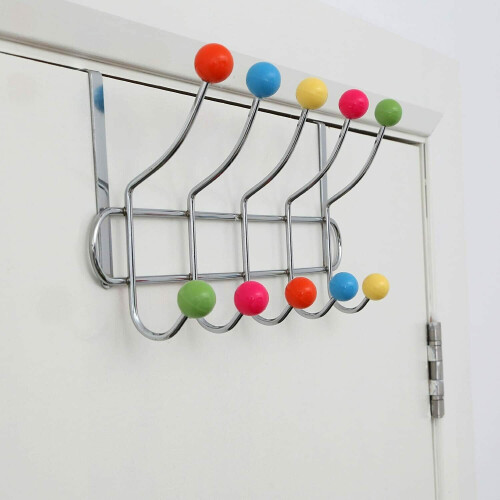 10 Chrome Hooks Over Door Multi Colour Plastic Cap Coat Towel Hanger 1