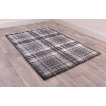 (Grey, 160x225 cm (5'3''x7'4'')) Tartan Check Pattern Rug Hallway Runner