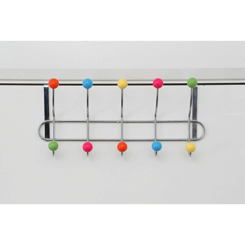 10 Chrome Hooks Over Door Multi Colour Plastic Cap Coat Towel Hanger 2