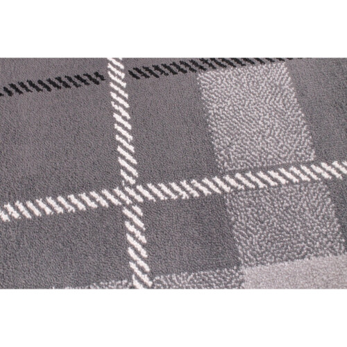 (Grey, 67x230 cm (2'2''x7'7'') Runner) Tartan Check Pattern Rug Hallway Runner 1