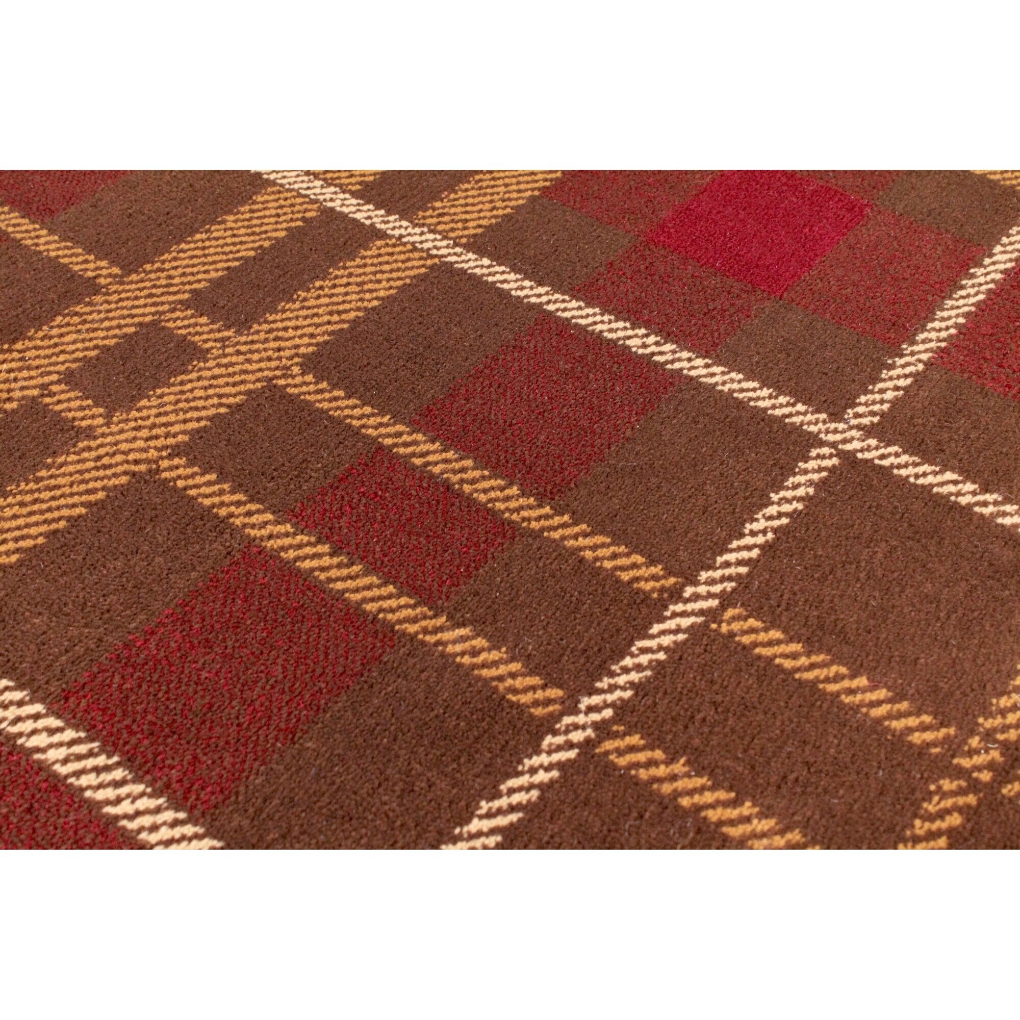(Brown, 160x225 cm (5'3''x7'4'')) Tartan Check Pattern Rug Hallway ...