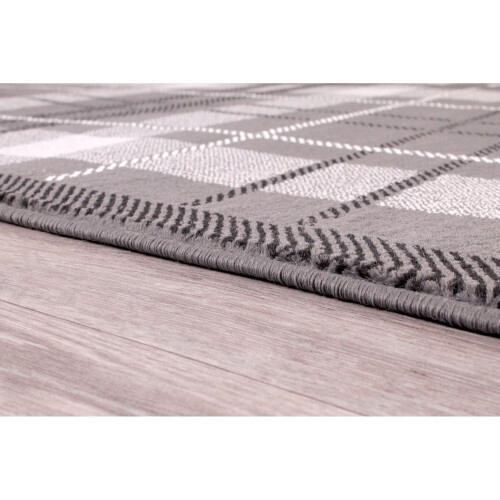 (Grey, 67x230 cm (2'2''x7'7'') Runner) Tartan Check Pattern Rug Hallway Runner 2