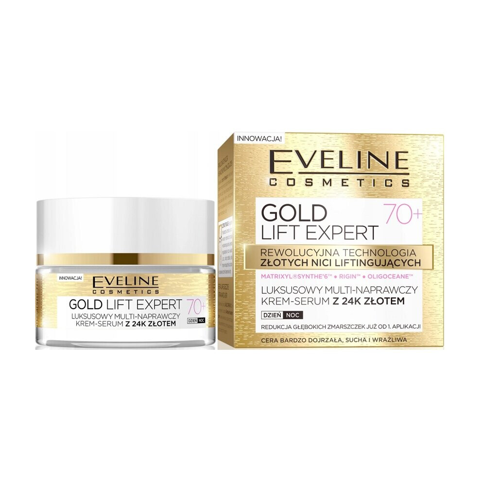 Eveline Gold Lift Expert 70+ multi repair face cream serum very mature skin 50ml - Image 4