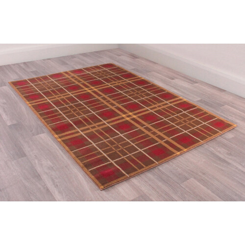 (Brown, 120x170 cm (4'x5'6'')) Tartan Check Pattern Rug Hallway Runner