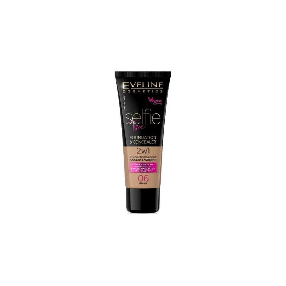 Eveline Selfie Time Foundation & Concealer 2In1 - 06 Honey 30Ml