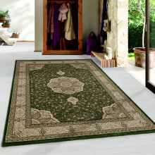(Green, 80x150 cm (2'6''x5'0'')) Kashmir Traditional Medallion Bordered Rug