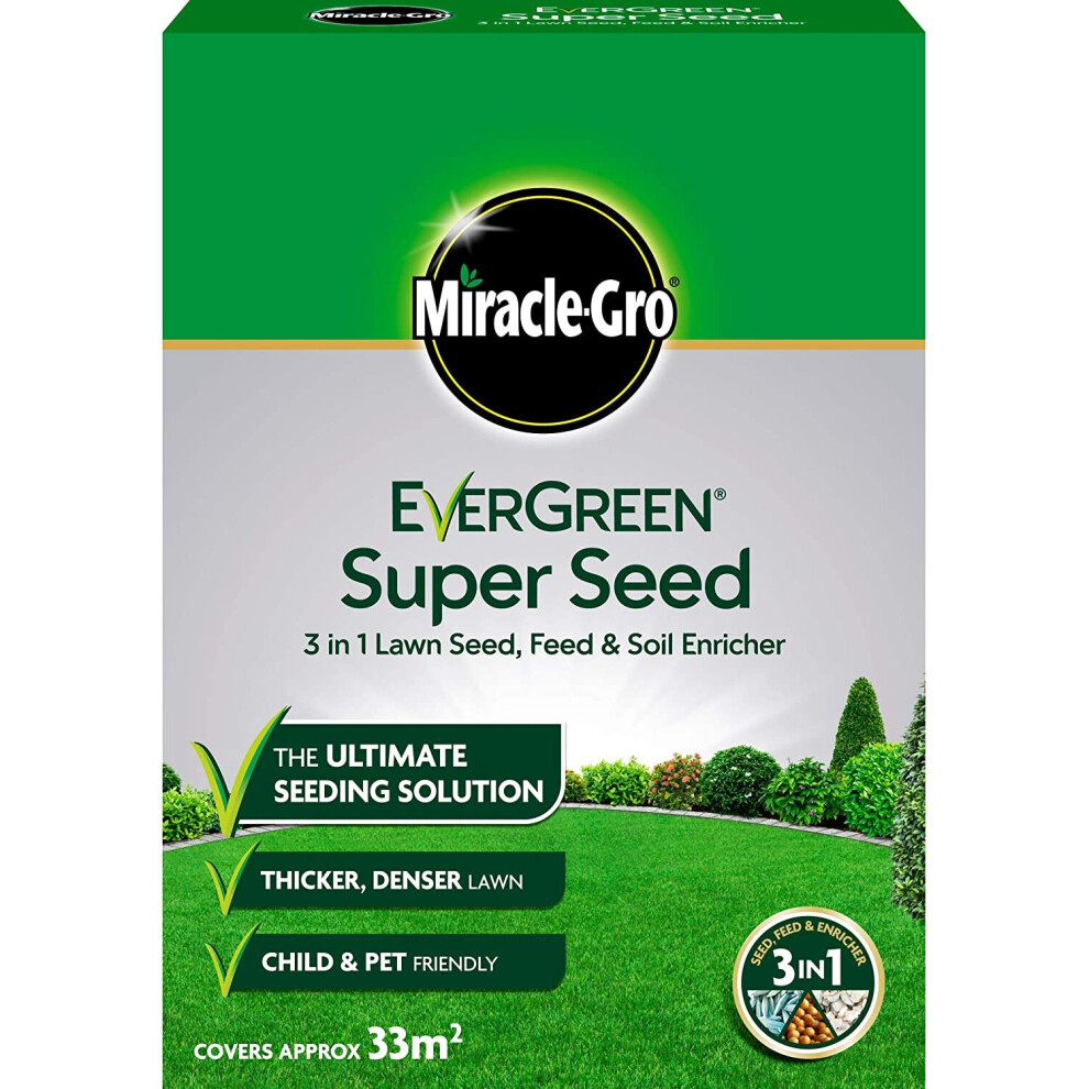 Miracle-Gro EverGreen Seed 3 in 1 lawn Seed Feed & Soil Enricher 1 kg