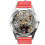 RED Leather Round Watch for Leopard Fans 1