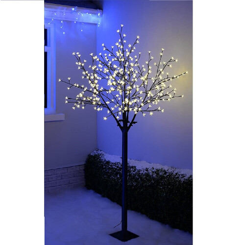 8ft Outdoor PreLit Cherry Blossom Tree With 600 Cool White LED Lights