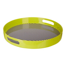 Floral Design Stripe Tray With Handles, Curved Contemporary Breakfast Tray, Functional Breakfast Tray