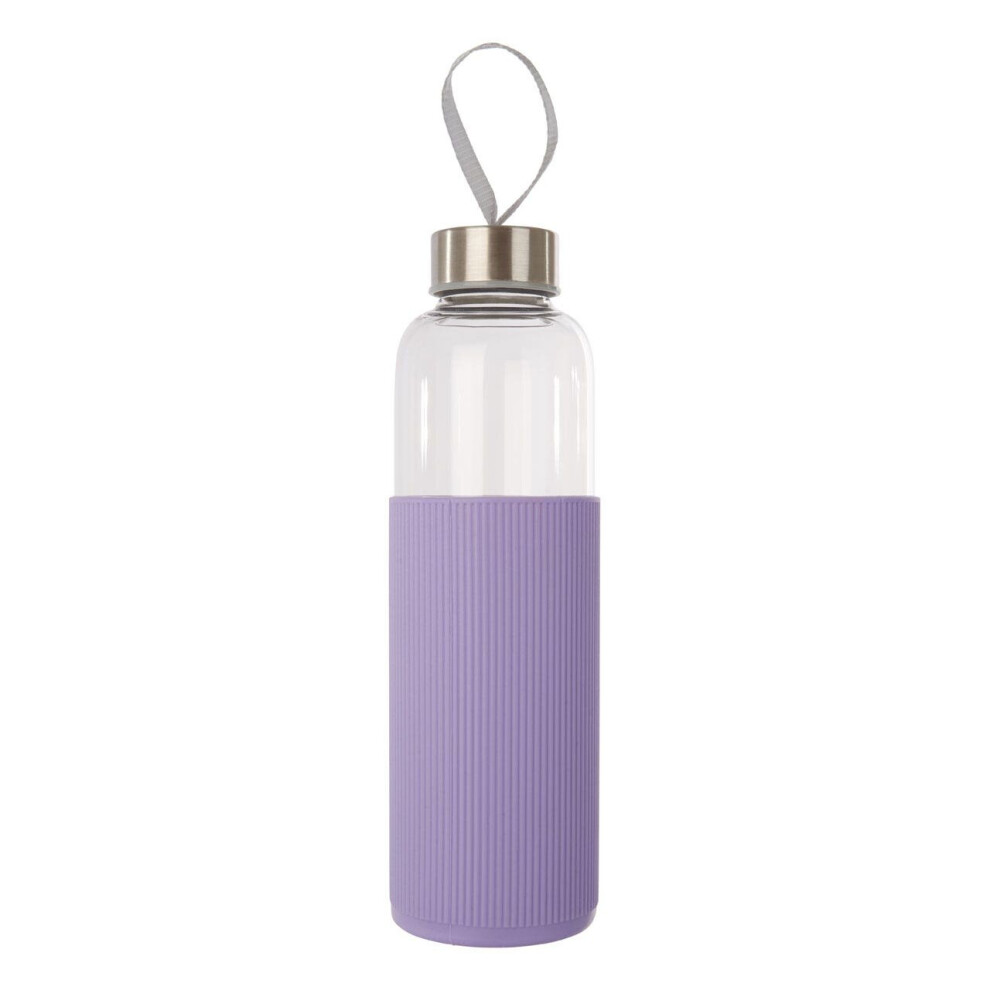 Premier Housewares Spacious Glass Mug With Silicone Sleeve, Easily Maintained Mug Glassware, Versatile Clear Glass Mugs Purple
