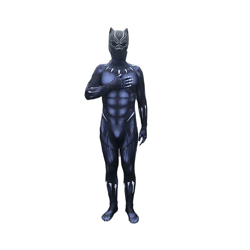 (130) Movie Black Panther Costume Superhero Cosplay Adult Kids Zentai Jumpsuit Suit