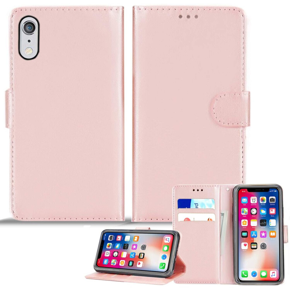 Elite Cases For Apple Iphone Xr(6.1) Elite Leather Flip Wallet Cover *R Ose Gold *