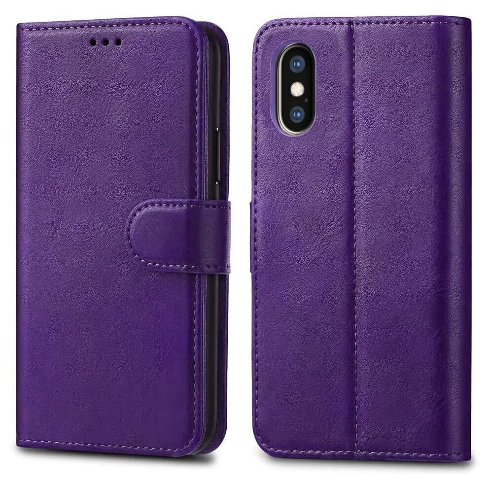 For Apple Iphone Xr(6.1) Elite Leather Flip Wallet Cover * * Purple 880001296455