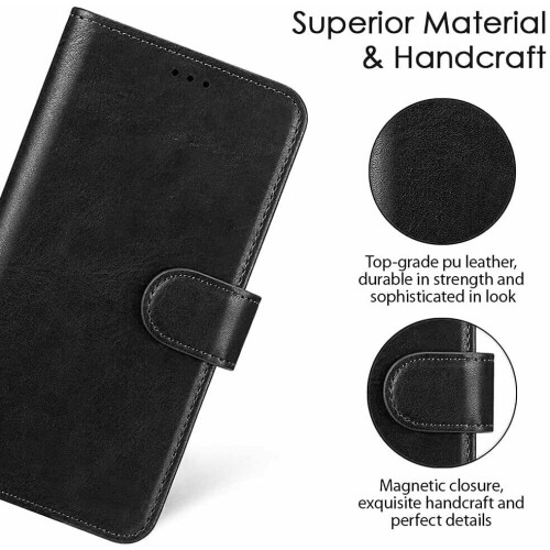 (Black) For iPhone Elite Leather Flip Wallet Cover Apple iPhone 7/8/ SE2020 2
