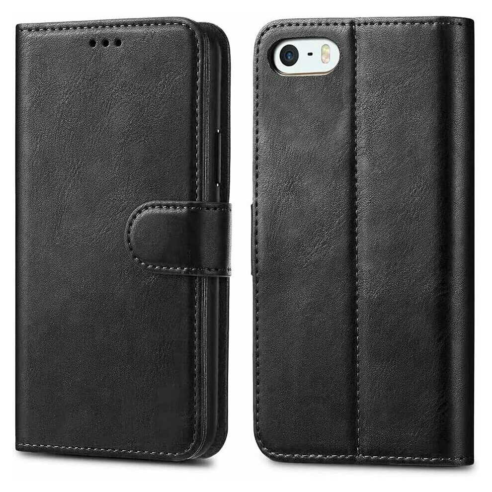 Photos - Case For Apple iPhone 7 & 8 Plus Elite Leather Flip Wallet cover *Black*