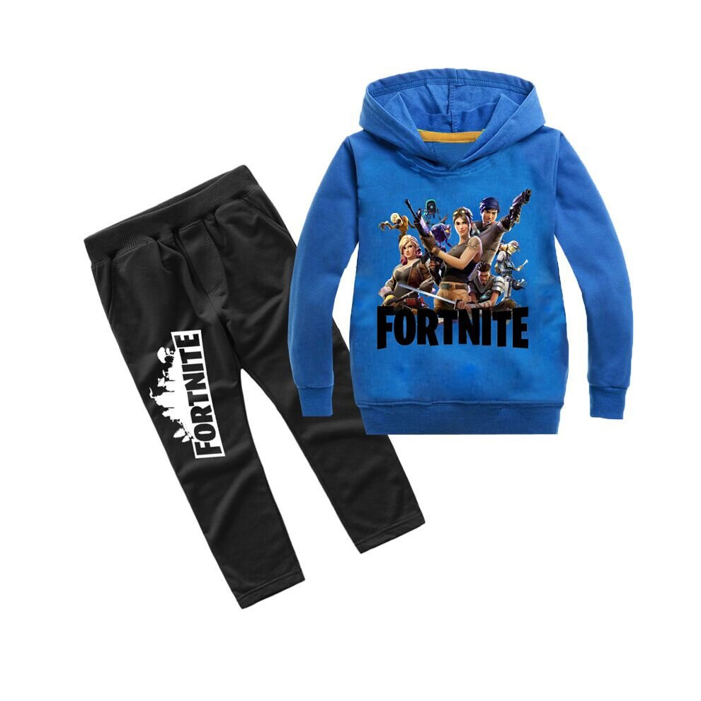 (Blue, 140) Child Fortnite Hooded Clothing Sweatshirt Hoodie Unisex Kids Wear Game Clothing