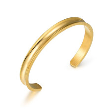 (Gold) Silver Steel Titanium Hair Tie Holder Bracelet Cuff Bangle Wristband Grooved