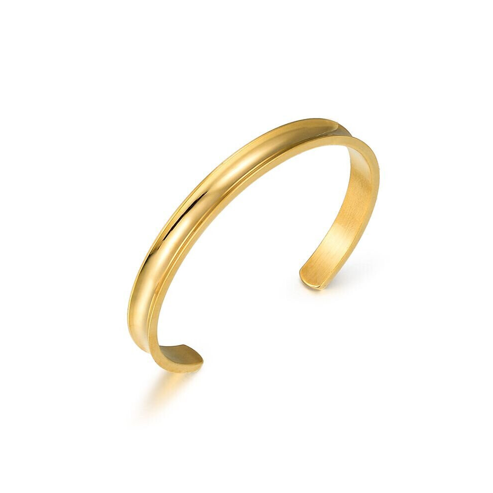 (Gold) Silver Steel Titanium Hair Tie Holder Bracelet Cuff Bangle Wristband Grooved Silver,Gold