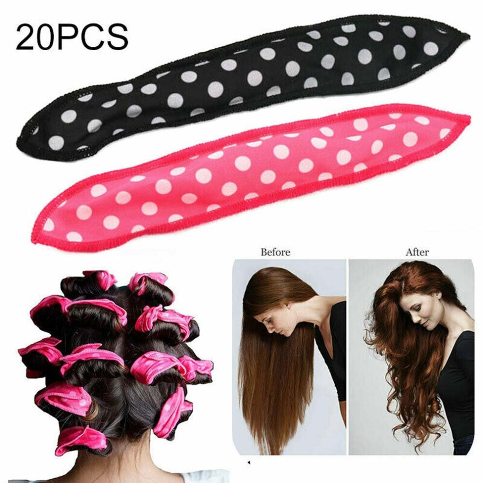 Pink (Pink) 20Pcs Sleep Hair Rollers No Heat Hair Foam Magic Hair Curlers Benders
