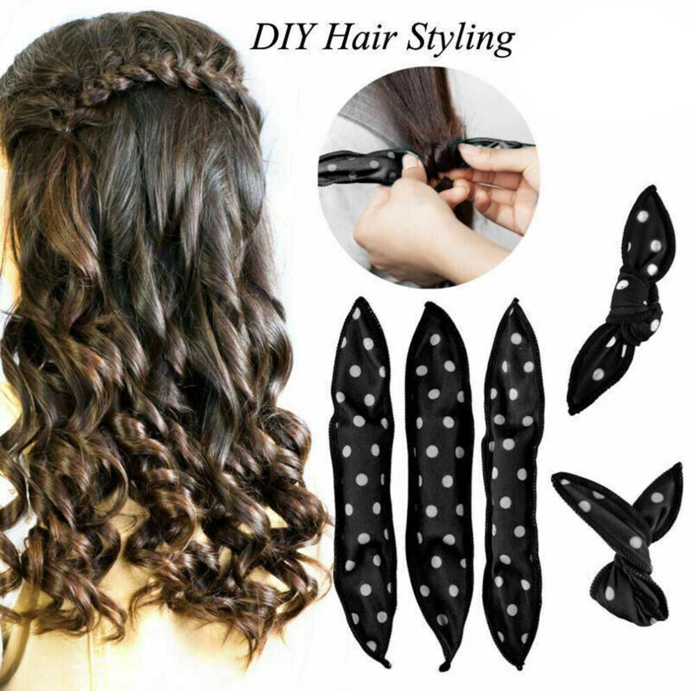 Black (Black) 20Pcs Sleep Hair Rollers No Heat Hair Foam Magic Hair Curlers Benders