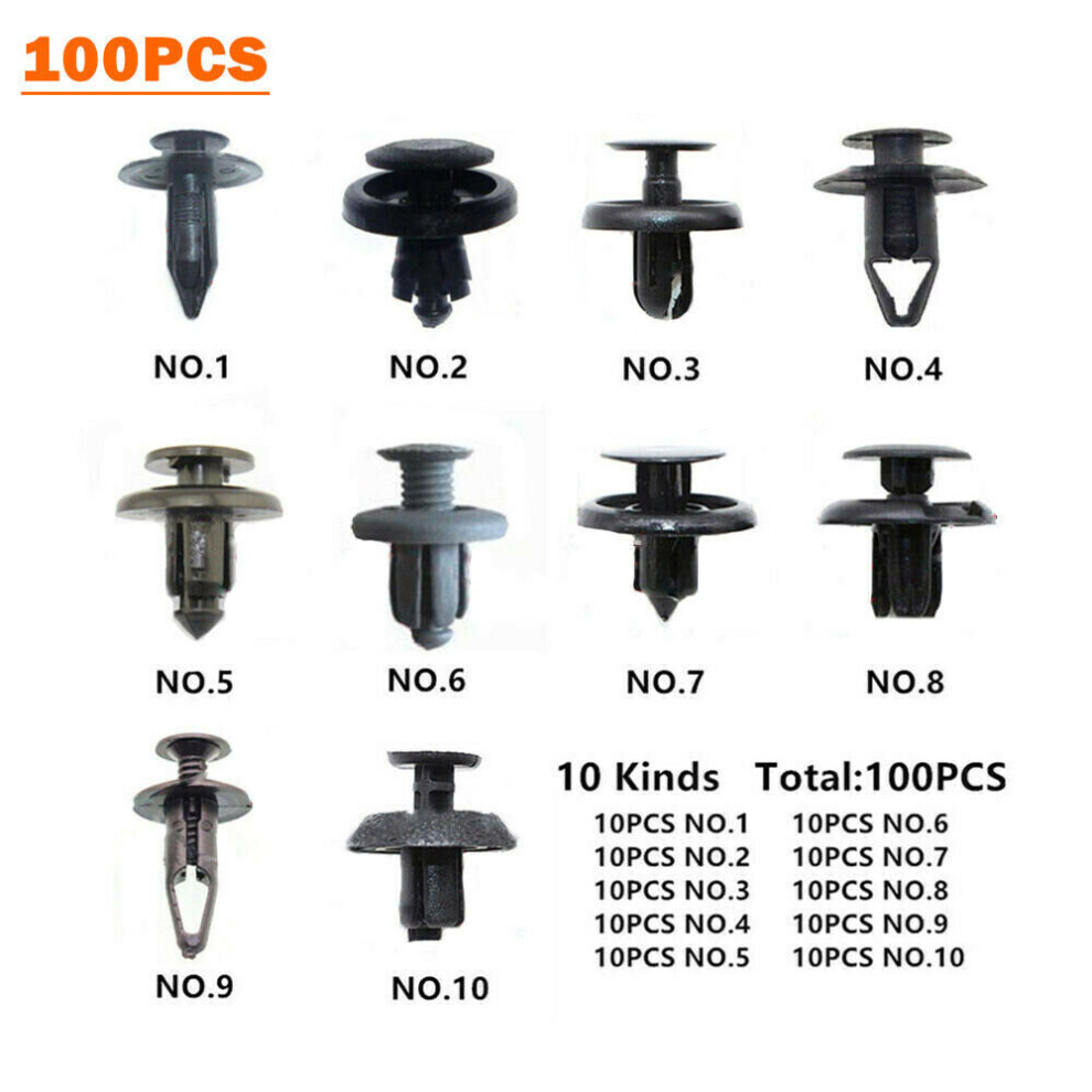 100Pcs Trunk Screw Rivets Set Car Bumper Fender For Auto Plastic Fastener Clips 9339130761392