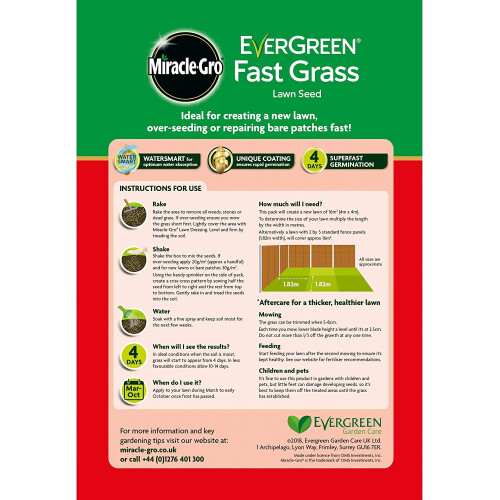 Miracle-Gro Miracle-Gro EverGreen Fast Growth Grass Thick Lawn Seed Friendly 480g 2