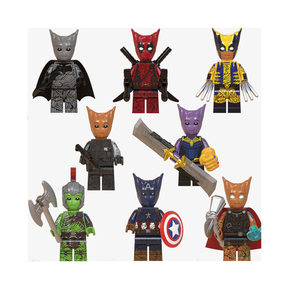 8PCS Groot Deadpool Batman Hulk Minifigures Toys Fit Lego