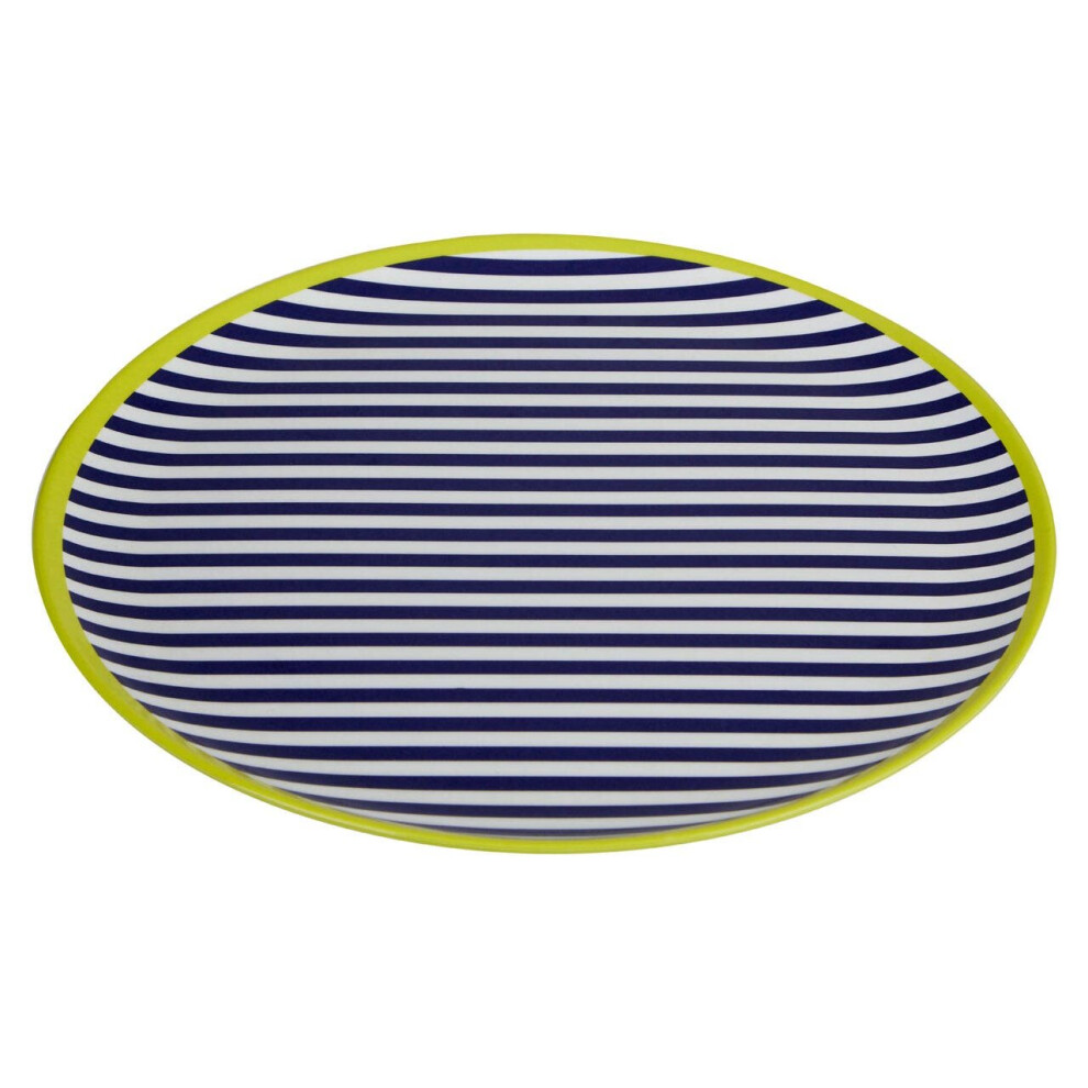 Floral Design Stripe Dinner Plate, Curved Contemporary Breakfast Plate, Functional Breakfast Dinner Plate