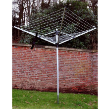 50m Ultra-light Steel 4-Arm Rotary Clothes Line with Folding Frame and Ground Spike