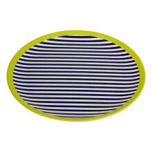 Floral Design Stripe Side Plate, Curved Contemporary Breakfast Plate, Functional Breakfast Side Plate