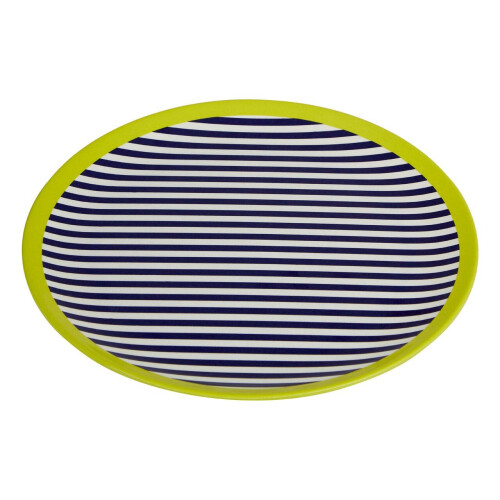 Premier Housewares Floral Design Stripe Side Plate, Curved Contemporary Breakfast Plate, Functional Breakfast Side Plate