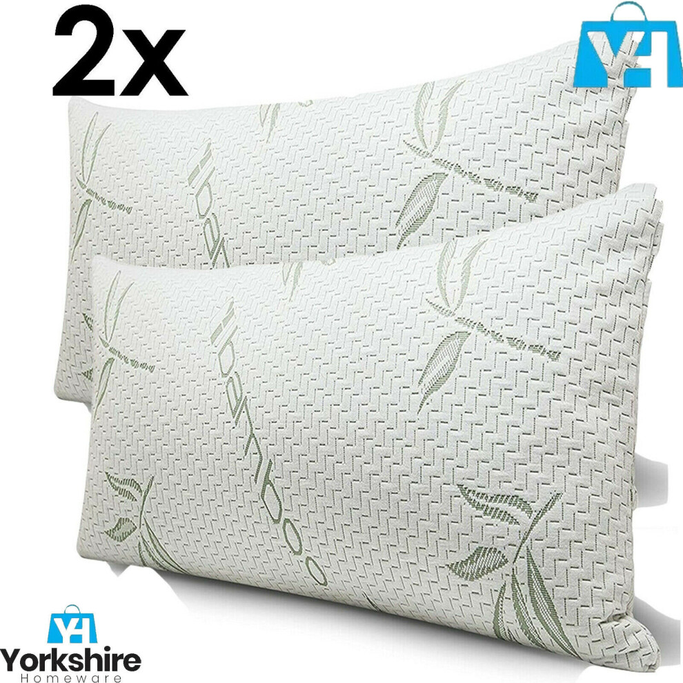 Yorkshire Homeware Ltd 2 X Luxury Bamboo Hollowfiber Pillow Orthopedic Head Neck Back Support