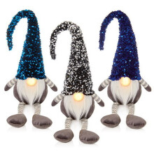 Christmas Decor Assorted Sequin Hat Gnome Gonk LED Nose Colour Picked at Random