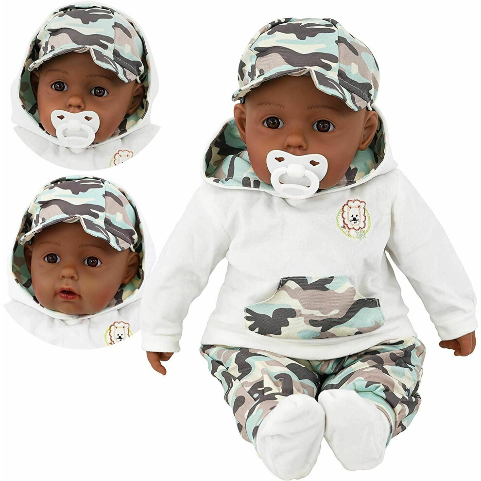 (Camo Pattern) The Magic Toy Shop 20" Lifelike Soft Baby Doll With Dummy & 12 Sounds