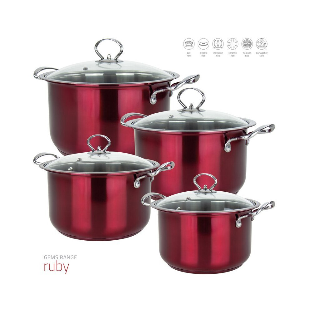 (Ruby) SQ Professional Gems 4 pc Stainless Steel Stockpot