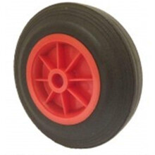 Rubber Tyre Wheel Solid Black Red Polypropylene Plastic Centre 160mm