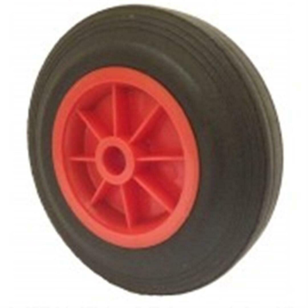 Rubber Tyre Wheel Solid Polypropylene Plastic Centre 160Mm Black/Red 7421122762981