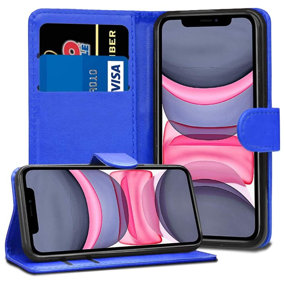 for-apple-iphone-11--6-1--elite-leather-flip-wallet-cover--blau