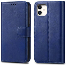 For Apple iPhone 11 (6.1) Elite Leather Flip Wallet cover *Blau*