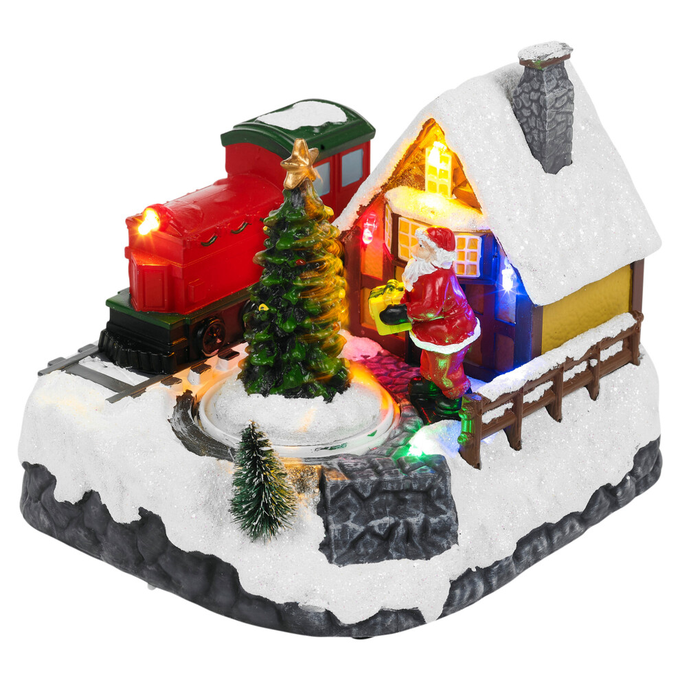 Urbn Living Christmas Train Scene Decoration Xmas Led Mini Village Moving Ornament Décor