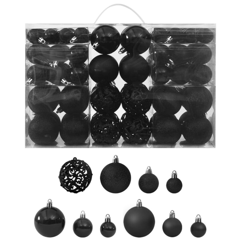 vidaXL Christmas Ball Set 100 Piece Black Xmas Tree Ornament Decoration Set