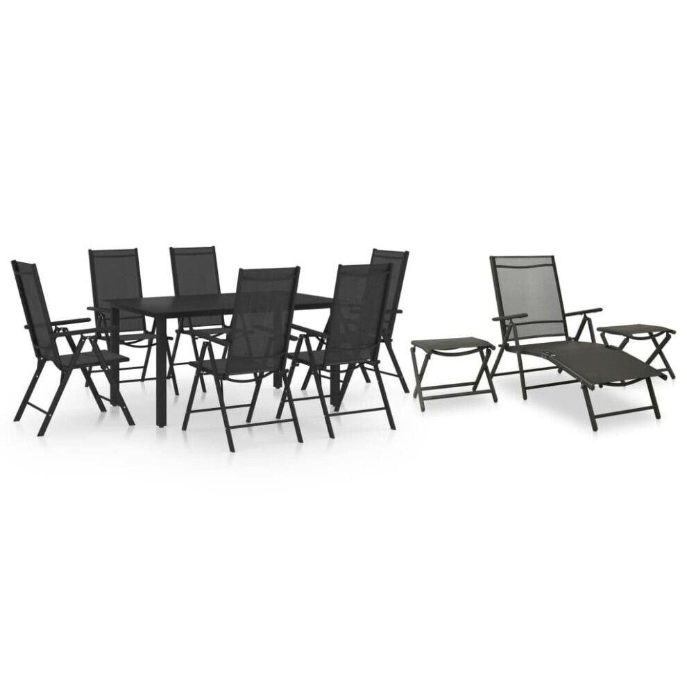 vidaXL Garden Dining Set 10 Piece Black and Anthracite Outdoor Table and Chair