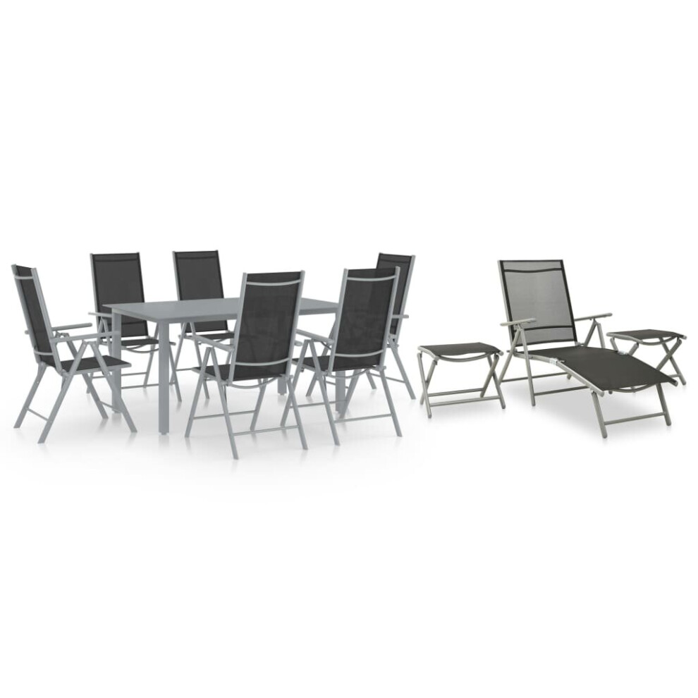 Vidaxl Garden Dining Set 10 Piece Black And Silver Outdoor Table And Chair
