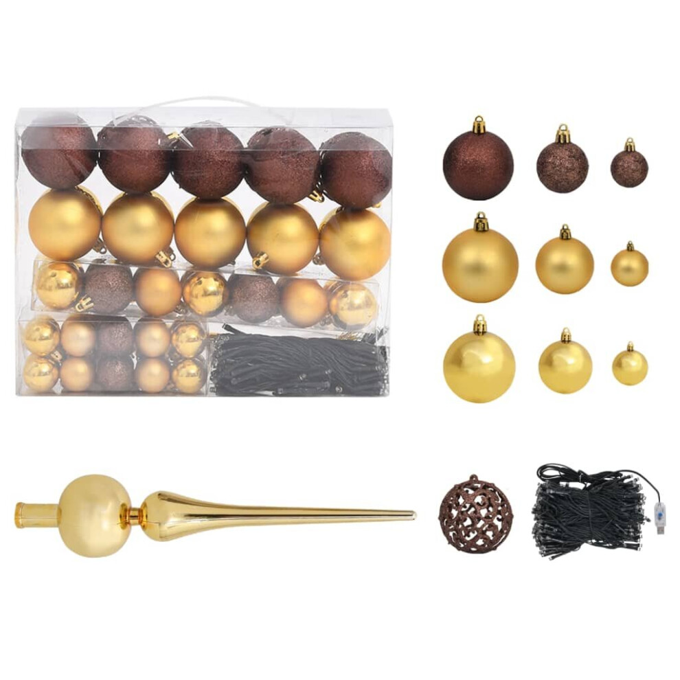 Vidaxl Christmas Ball Set 120 Piece With Peak&300 Leds Gold&Bronze Ornament